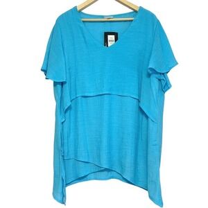 Avenue‎ Tunic Top NWT Mylah Womens Size 16 Azure Blue Coastal Tiered Light Artsy
